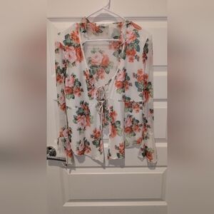Floral White and Pink Women's Top